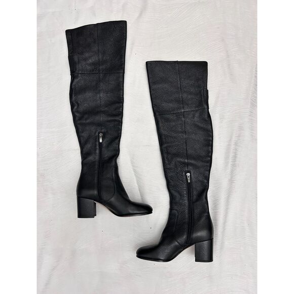 Via Spiga Finley Black Leather Tall Over the Knee Block Heel Boots - Sz 5.5M - Picture 5 of 9
